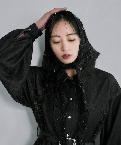 HARE(ハレ)の「マルチレーススカーフ(HARE)(ストール/ショール・レディース・ブラック・FREE)」の10枚目の写真