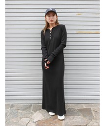 Ungrid | ヘンリーネックテレコカットワンピース(ワンピース)