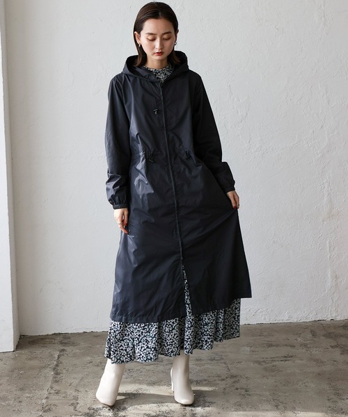 VitaFelice（ヴィータフェリーチェ）の「超撥水ピーチドロップレインコート カッパ（レインコート/ポンチョ・レディース・カーキ/チャコール/ベージュ系・FREE）」の5枚目の写真