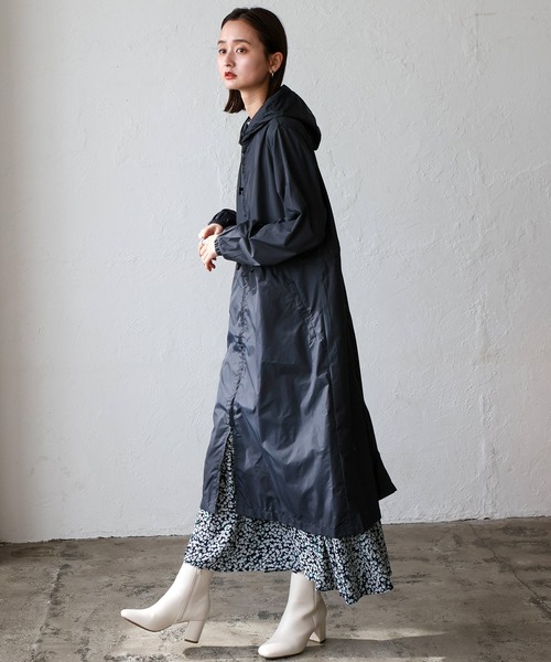 VitaFelice（ヴィータフェリーチェ）の「超撥水ピーチドロップレインコート カッパ（レインコート/ポンチョ・レディース・カーキ/チャコール/ベージュ系・FREE）」の7枚目の写真