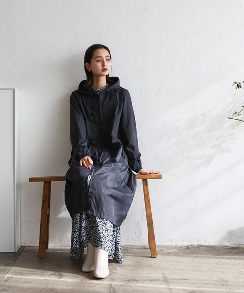 VitaFelice（ヴィータフェリーチェ）の「超撥水ピーチドロップレインコート カッパ（レインコート/ポンチョ・レディース・カーキ/チャコール/ベージュ系・FREE）」の9枚目の写真