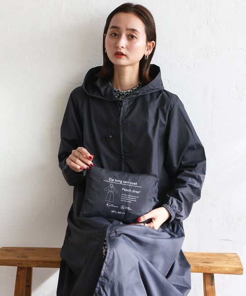 VitaFelice（ヴィータフェリーチェ）の「超撥水ピーチドロップレインコート カッパ（レインコート/ポンチョ・レディース・カーキ/チャコール/ベージュ系・FREE）」の10枚目の写真