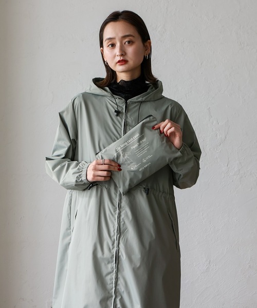VitaFelice（ヴィータフェリーチェ）の「超撥水ピーチドロップレインコート カッパ（レインコート/ポンチョ・レディース・カーキ/チャコール/ベージュ系・FREE）」の15枚目の写真