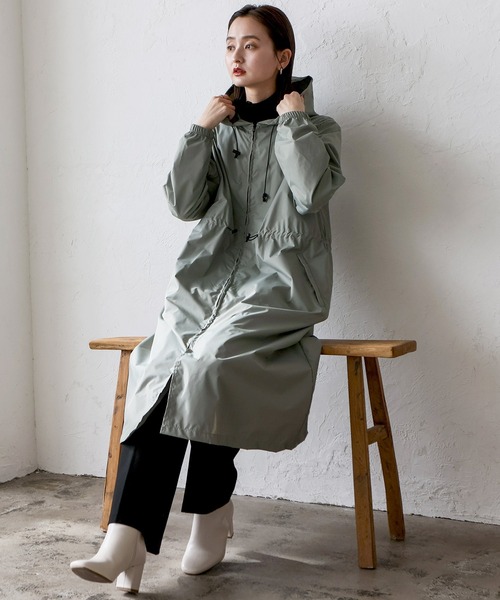 VitaFelice（ヴィータフェリーチェ）の「超撥水ピーチドロップレインコート カッパ（レインコート/ポンチョ・レディース・カーキ/チャコール/ベージュ系・FREE）」の16枚目の写真