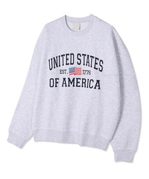 Revo. | 【KOREAN SELECT】UNITED STATES 星条旗 ロゴプリント 裏起毛 ビッグシルエット スウェット プルオーバー(スウェット)