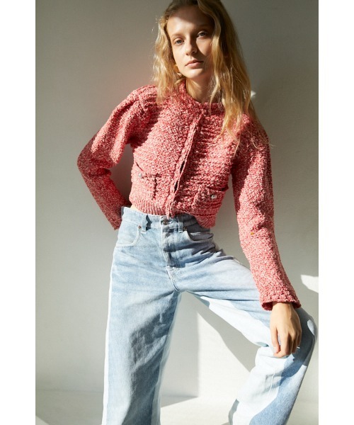 Estella.K(エステラケー)の「Emani Cotton-blend Cardigan コットンブレンドニットカーディガン(カーディガン/ボレロ・レディース・レッド/オフホワイト/ブルー・FREE)」の3枚目の写真