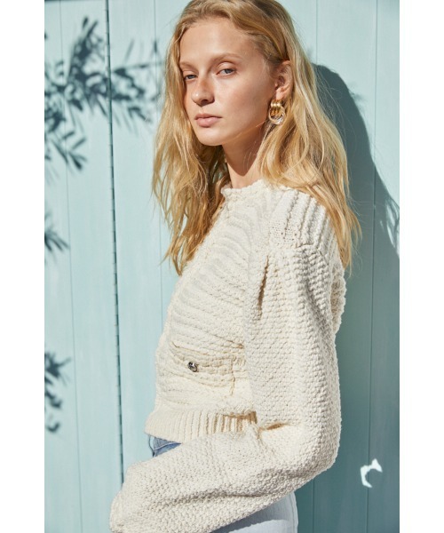 Estella.K(エステラケー)の「Emani Cotton-blend Cardigan コットンブレンドニットカーディガン(カーディガン/ボレロ・レディース・レッド/オフホワイト/ブルー・FREE)」の12枚目の写真