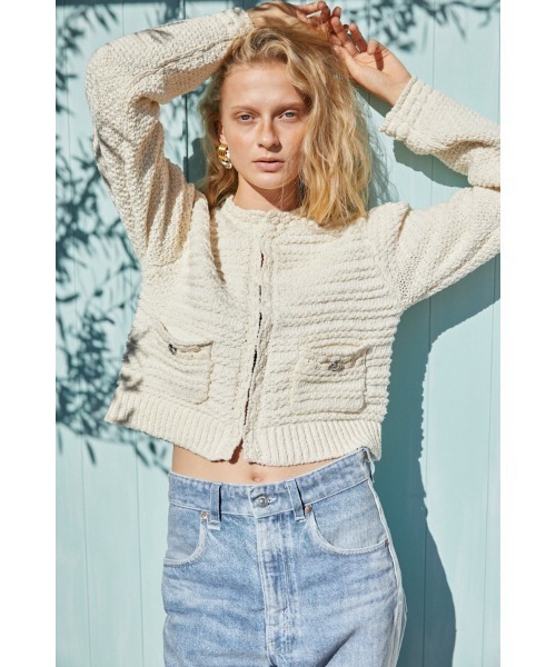 Estella.K(エステラケー)の「Emani Cotton-blend Cardigan コットンブレンドニットカーディガン(カーディガン/ボレロ・レディース・レッド/オフホワイト/ブルー・FREE)」の14枚目の写真