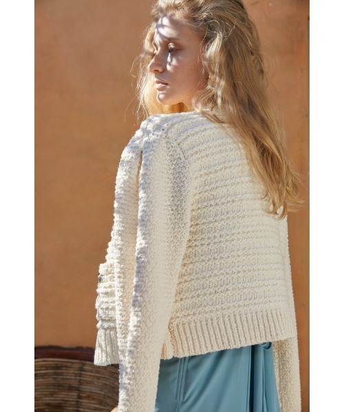 Estella.K(エステラケー)の「Emani Cotton-blend Cardigan コットンブレンドニットカーディガン(カーディガン/ボレロ・レディース・レッド/オフホワイト/ブルー・FREE)」の10枚目の写真
