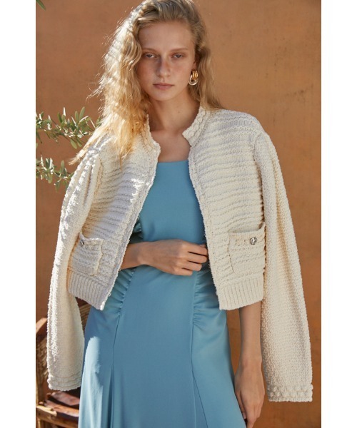 Estella.K(エステラケー)の「Emani Cotton-blend Cardigan コットンブレンドニットカーディガン(カーディガン/ボレロ・レディース・レッド/オフホワイト/ブルー・FREE)」の5枚目の写真
