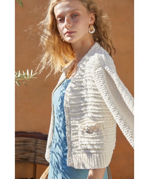 Estella.K(エステラケー)の「Emani Cotton-blend Cardigan コットンブレンドニットカーディガン(カーディガン/ボレロ・レディース・レッド/オフホワイト/ブルー・FREE)」の11枚目の写真