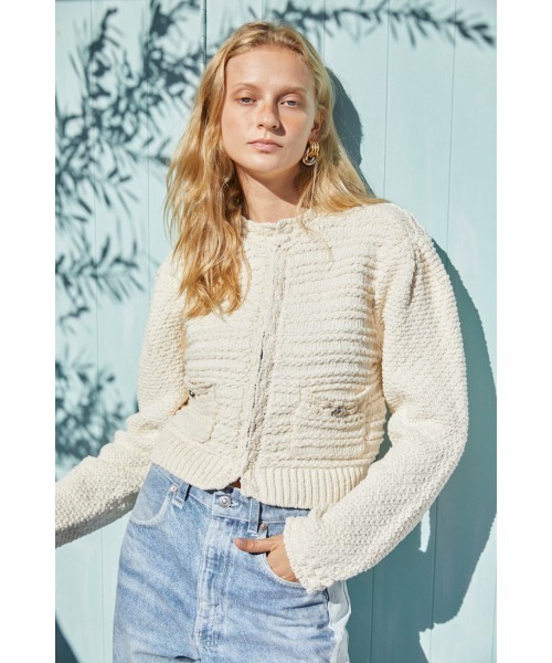 Estella.K(エステラケー)の「Emani Cotton-blend Cardigan コットンブレンドニットカーディガン(カーディガン/ボレロ・レディース・レッド/オフホワイト/ブルー・FREE)」の6枚目の写真