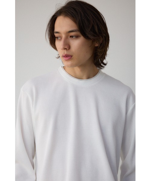 AZUL by moussy(アズールバイマウジー)の「ワッフルフェイクレイヤード長袖トップス(Tシャツ/カットソー・メンズ・杢グレー/ブラック/ホワイト/ダークネイビー・MEDIUM/LARGE)」の5枚目の写真