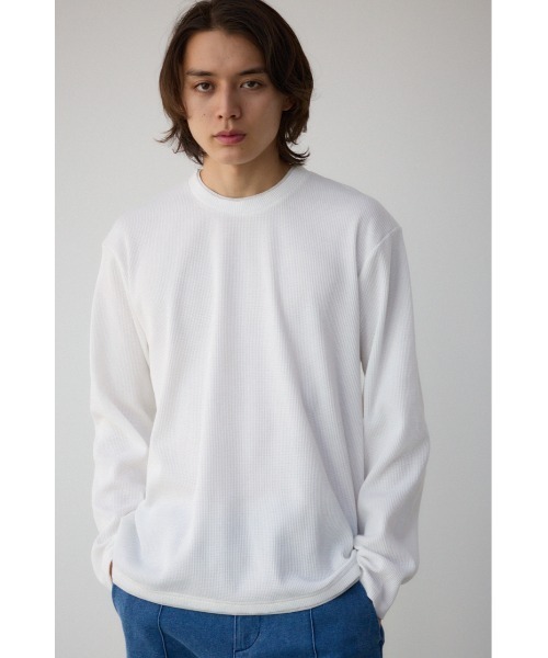 AZUL by moussy(アズールバイマウジー)の「ワッフルフェイクレイヤード長袖トップス(Tシャツ/カットソー・メンズ・杢グレー/ブラック/ホワイト/ダークネイビー・MEDIUM/LARGE)」の6枚目の写真