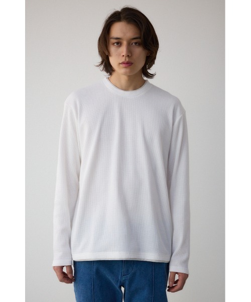 AZUL by moussy(アズールバイマウジー)の「ワッフルフェイクレイヤード長袖トップス(Tシャツ/カットソー・メンズ・杢グレー/ブラック/ホワイト/ダークネイビー・MEDIUM/LARGE)」の8枚目の写真