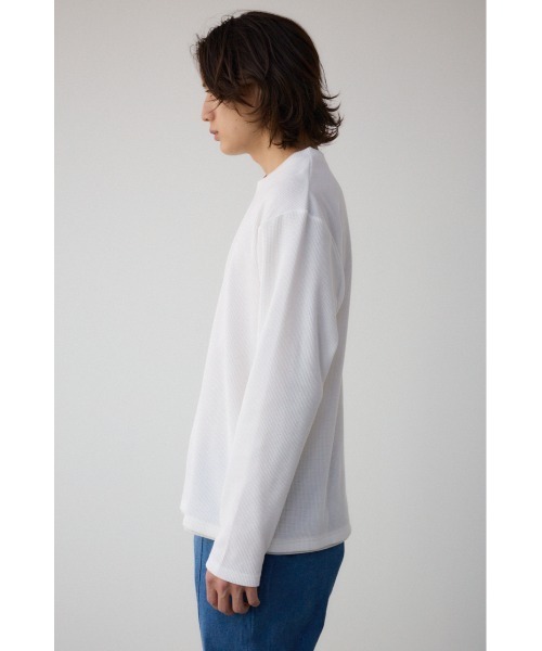 AZUL by moussy(アズールバイマウジー)の「ワッフルフェイクレイヤード長袖トップス(Tシャツ/カットソー・メンズ・杢グレー/ブラック/ホワイト/ダークネイビー・MEDIUM/LARGE)」の9枚目の写真