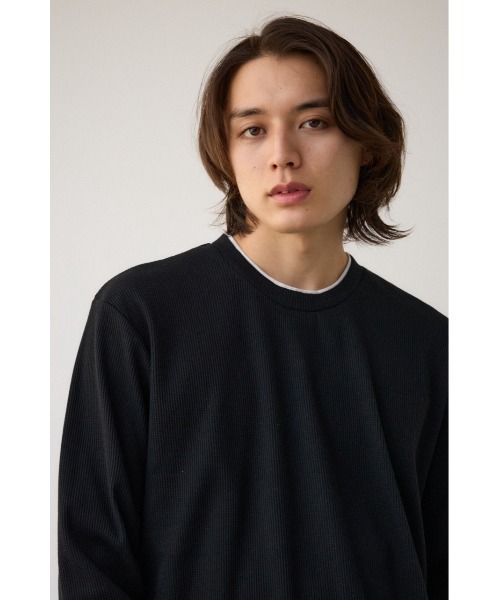 AZUL by moussy(アズールバイマウジー)の「ワッフルフェイクレイヤード長袖トップス(Tシャツ/カットソー・メンズ・杢グレー/ブラック/ホワイト/ダークネイビー・MEDIUM/LARGE)」の16枚目の写真