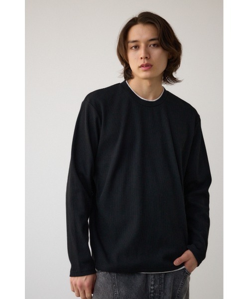 AZUL by moussy(アズールバイマウジー)の「ワッフルフェイクレイヤード長袖トップス(Tシャツ/カットソー・メンズ・杢グレー/ブラック/ホワイト/ダークネイビー・MEDIUM/LARGE)」の17枚目の写真