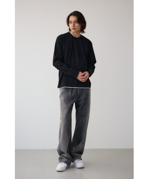 AZUL by moussy(アズールバイマウジー)の「ワッフルフェイクレイヤード長袖トップス(Tシャツ/カットソー・メンズ・杢グレー/ブラック/ホワイト/ダークネイビー・MEDIUM/LARGE)」の18枚目の写真
