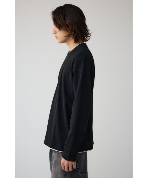 AZUL by moussy(アズールバイマウジー)の「ワッフルフェイクレイヤード長袖トップス(Tシャツ/カットソー・メンズ・杢グレー/ブラック/ホワイト/ダークネイビー・MEDIUM/LARGE)」の20枚目の写真