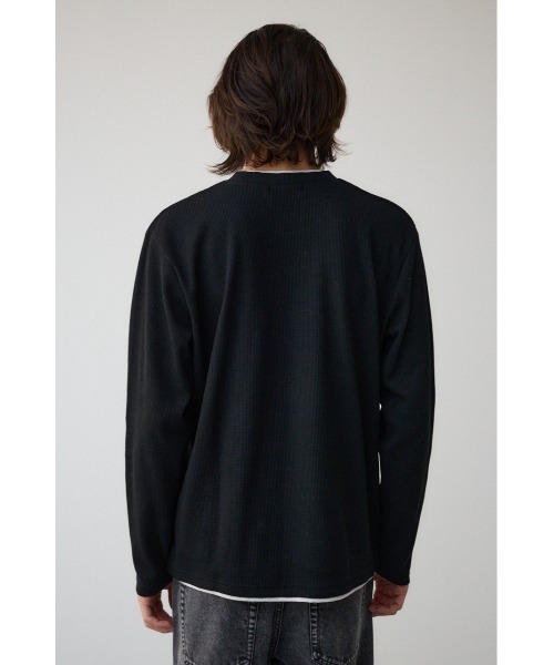 お手軽価格で贈りやすい セール】ワッフルフェイクレイヤード長袖トップス（Tシャツ トップス