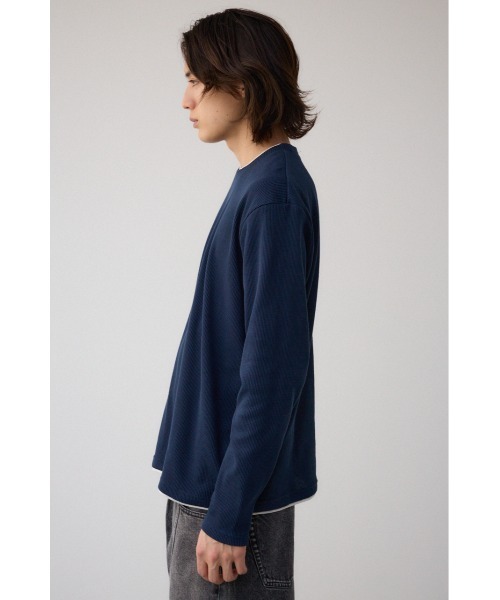 セール】ワッフルフェイクレイヤード長袖トップス（Tシャツ