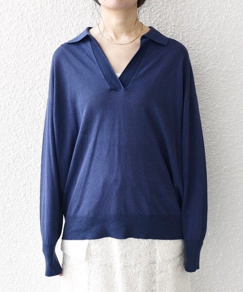 未使用SHIPS any:<手洗い可能>UVカットシアースキッパーニット セール】SHIPS any:〈手洗い可能〉UVカット シアー スキッパー