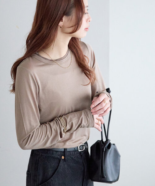＜ATTISESSION＞レイヤード ロングスリーブ Tシャツ レイヤードロングスリーブ《WEB限定カラーあり》（Tシャツ