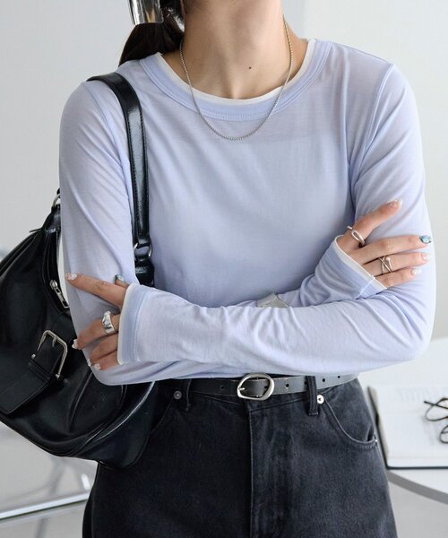 DISCOAT(ディスコート)の「【WEB限定】レイヤードロングスリーブ(Tシャツ/カットソー・レディース・ベージュ/ピンク/チャコールグレー/グレー/オフホワイト/サックスブルー/アイボリー/ブラウン/モカ・FREE)」の11枚目の写真