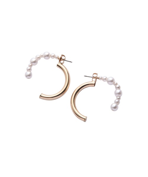 AKTE（アクテ）の「パールメタルカーブピアス（ピアス（両耳用）・レディース・ゴールド・FREE）」の4枚目の写真