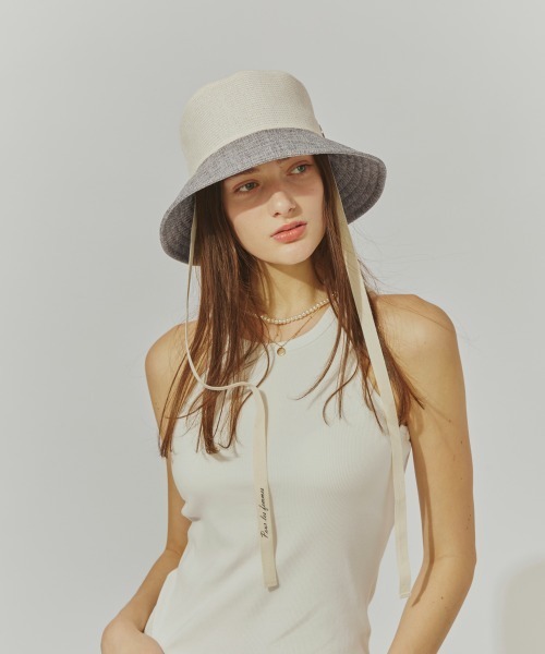 Chapeau d' O(シャポードオー)の「Chapeau d' O TwoTone Sheet Hat / シャポードオー(ハット・レディース・グレー/ベージュ・M/57.5cm)」の4枚目の写真