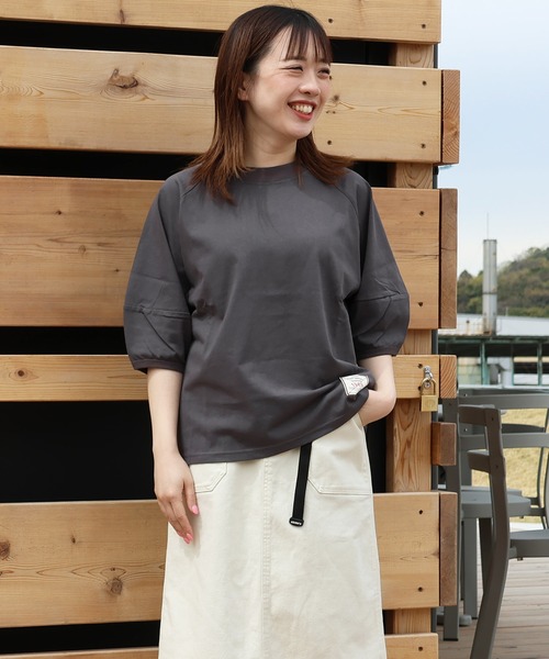 KRIFF MAYER Lady's Collection（クリフメイヤーレディースコレクション）の「【汗染み防止･撥水防汚･速乾･接触冷感】ウェットプロテクトランタンスリーブT（Tシャツ/カットソー・レディース・チャコール/ライトグリーン/カラフル/グレー/オフホワイト/その他5/パープル/オレンジ・LARGE/MEDIUM）」の4枚目の写真