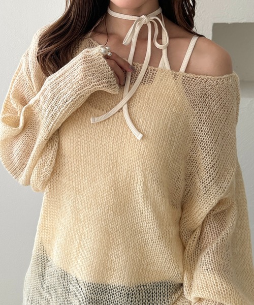 apres jour clair（アプレジュールクレア）の「【apres jour clair】カップ付きアメスリレイヤードチョーカーキャミソール（キャミソール・レディース・アイボリー/ピンクベージュ/ブラウン系その他/杢グレー/ネイビー・フリー/X-LARGE）」の8枚目の写真