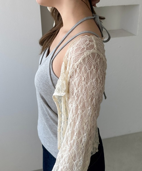 apres jour clair（アプレジュールクレア）の「【apres jour clair】カップ付きアメスリレイヤードチョーカーキャミソール（キャミソール・レディース・アイボリー/ピンクベージュ/ブラウン系その他/杢グレー/ネイビー・フリー/X-LARGE）」の17枚目の写真