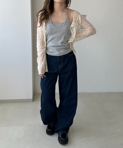 apres jour clair（アプレジュールクレア）の「【apres jour clair】カップ付きアメスリレイヤードチョーカーキャミソール（キャミソール・レディース・アイボリー/ピンクベージュ/ブラウン系その他/杢グレー/ネイビー・フリー/X-LARGE）」の19枚目の写真