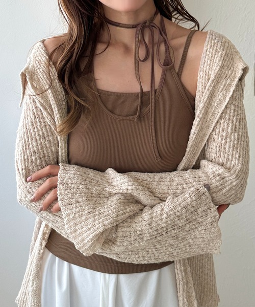 apres jour clair（アプレジュールクレア）の「【apres jour clair】カップ付きアメスリレイヤードチョーカーキャミソール（キャミソール・レディース・アイボリー/ピンクベージュ/ブラウン系その他/杢グレー/ネイビー・フリー/X-LARGE）」の22枚目の写真