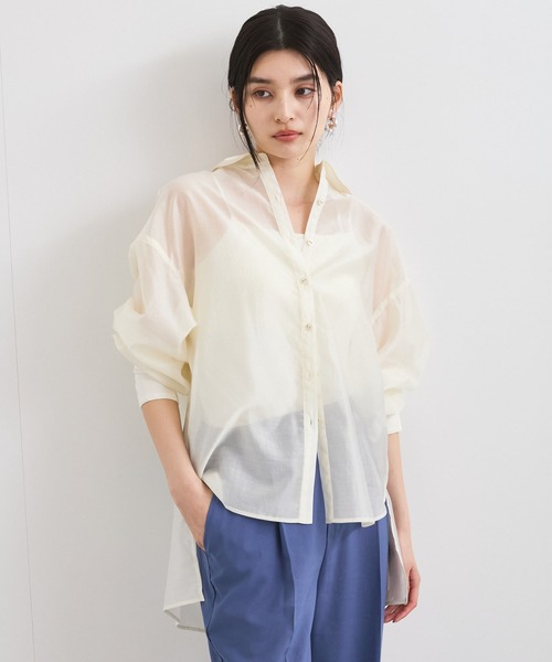 VIS(ビス)の「【洗える】アソートシアーシャツ(フラワー刺繍&無地)(シャツ/ブラウス・レディース・グレー/ホワイト/オフホワイト/ピンク/ブラック系その他・FREE)」の14枚目の写真