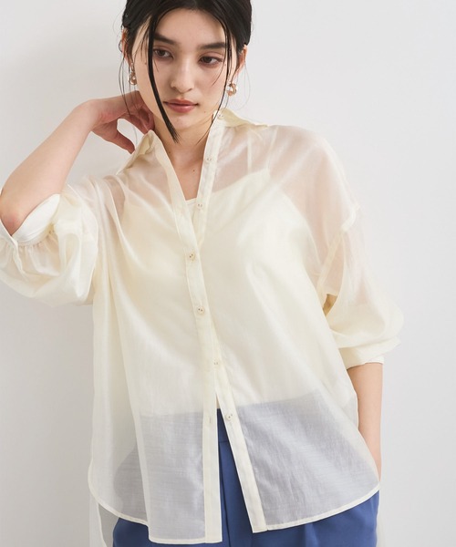 VIS(ビス)の「【洗える】アソートシアーシャツ(フラワー刺繍&無地)(シャツ/ブラウス・レディース・グレー/ホワイト/オフホワイト/ピンク/ブラック系その他・FREE)」の15枚目の写真