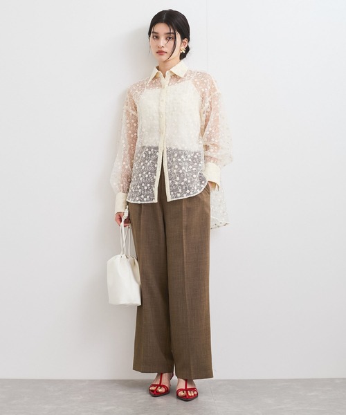 VIS(ビス)の「【洗える】アソートシアーシャツ(フラワー刺繍&無地)(シャツ/ブラウス・レディース・グレー/ホワイト/オフホワイト/ピンク/ブラック系その他・FREE)」の17枚目の写真