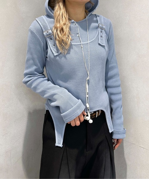 sedacle girl(セダクルガール)の「加工サーマルマルチウェイトップス(パーカー・レディース・チャコールグレー/ブルー/アイボリー・SMALL/MEDIUM)」の2枚目の写真