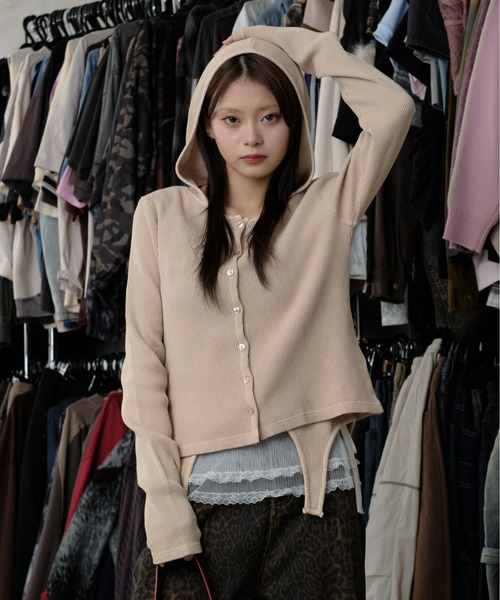 sedacle girl(セダクルガール)の「加工サーマルマルチウェイトップス(パーカー・レディース・チャコールグレー/ブルー/アイボリー・SMALL/MEDIUM)」の4枚目の写真