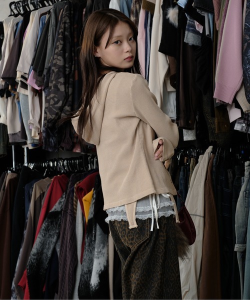 sedacle girl(セダクルガール)の「加工サーマルマルチウェイトップス(パーカー・レディース・チャコールグレー/ブルー/アイボリー・SMALL/MEDIUM)」の8枚目の写真