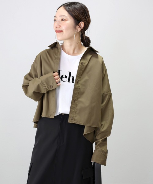 Aletta vita(アレッタビータ)の「T/Cタフタワイドシャツブラウス(シャツ/ブラウス・レディース・ブラック/カーキブラウン・M)」の2枚目の写真