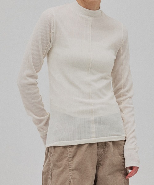PUBLIC TOKYO(パブリックトウキョウ)の「ハイネックラインリブTOP(Tシャツ/カットソー・レディース・グリーン/ホワイト・FREE)」の11枚目の写真