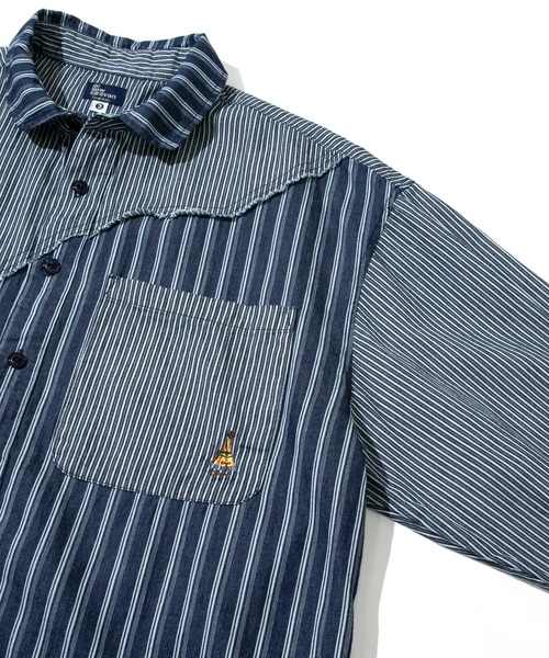 go slow caravan（ゴースローキャラバン）の「色々グネグネシャツ（シャツ/ブラウス・メンズ・サンドベージュ/インディゴブルー/ストライプ・LARGE/X-LARGE/MEDIUM）」の5枚目の写真