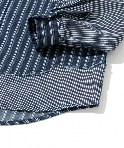 go slow caravan（ゴースローキャラバン）の「色々グネグネシャツ（シャツ/ブラウス・メンズ・サンドベージュ/インディゴブルー/ストライプ・LARGE/X-LARGE/MEDIUM）」の8枚目の写真