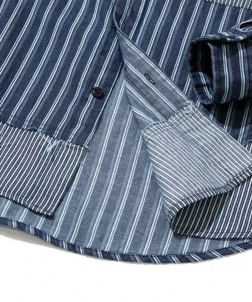 go slow caravan（ゴースローキャラバン）の「色々グネグネシャツ（シャツ/ブラウス・メンズ・サンドベージュ/インディゴブルー/ストライプ・LARGE/X-LARGE/MEDIUM）」の9枚目の写真