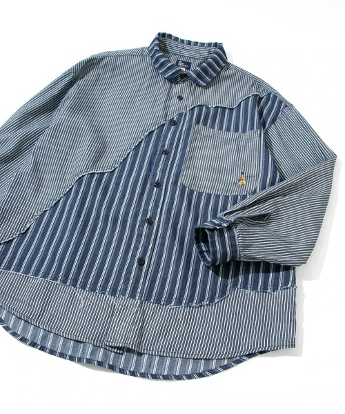 go slow caravan（ゴースローキャラバン）の「色々グネグネシャツ（シャツ/ブラウス・メンズ・サンドベージュ/インディゴブルー/ストライプ・LARGE/X-LARGE/MEDIUM）」の10枚目の写真