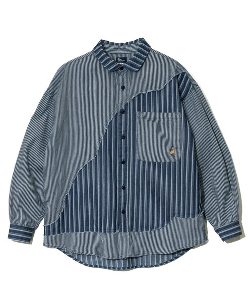 go slow caravan（ゴースローキャラバン）の「色々グネグネシャツ（シャツ/ブラウス・メンズ・サンドベージュ/インディゴブルー/ストライプ・LARGE/X-LARGE/MEDIUM）」の11枚目の写真