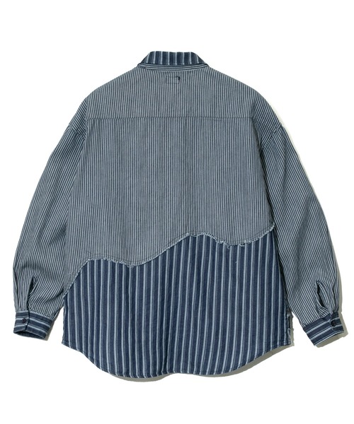 go slow caravan（ゴースローキャラバン）の「色々グネグネシャツ（シャツ/ブラウス・メンズ・サンドベージュ/インディゴブルー/ストライプ・LARGE/X-LARGE/MEDIUM）」の12枚目の写真